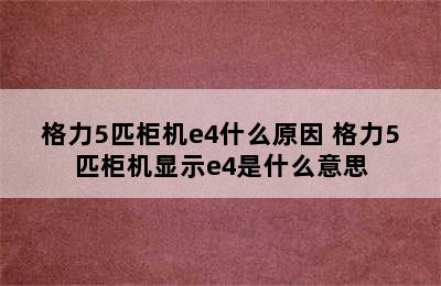 格力5匹柜机e4什么原因 格力5匹柜机显示e4是什么意思